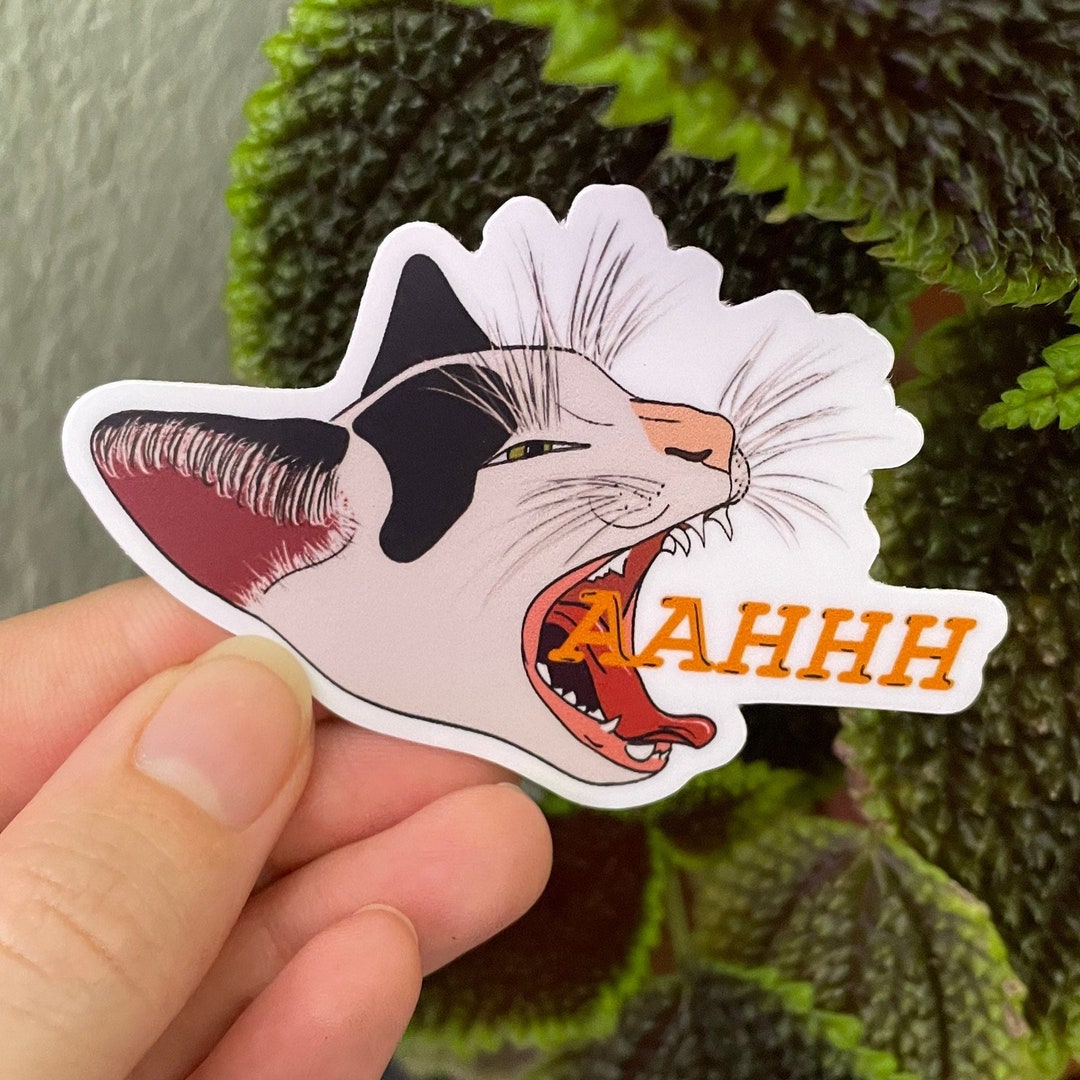 Yelling Cat Waterproof Vinyl Sticker or Magnet - Etsy