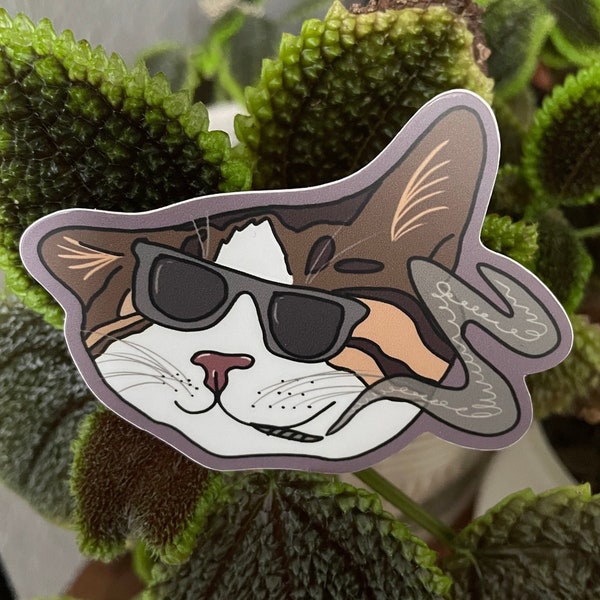 Smoking Kool Cat Vinyl Sticker or Magnet