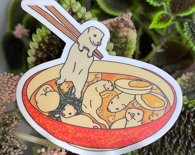 Ferret Noodle Soup Vinyl Sticker or Magnet