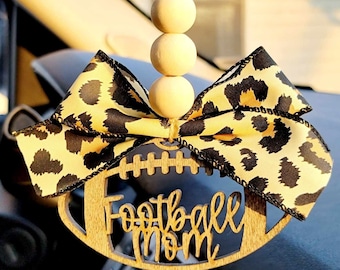 Football Mom Rear View Mirror Car Charm Ornament Auto Jewelry
