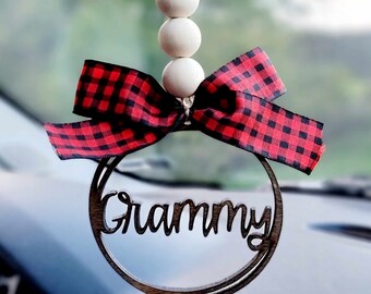 Grammy Car Charm: Maple Wood Rear View Mirror Ornament