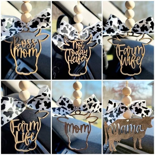 Not Today Heifer Cow Rear View Mirror Car Charm Ornament Auto Jewelry Farm Life Farm Wife Boss Mom Mom