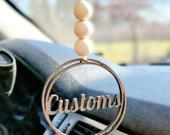 Custom Rear View Mirror Car Charm Your Name, Business, Sports Team
