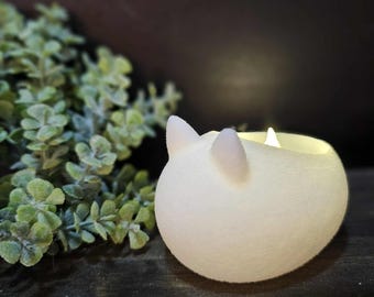 3D Printed Cat Tea Light Holder: Whimsical Cat Lover Decor