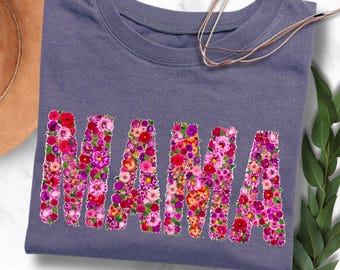 Floral Mama PNG: Brushstroke T-Shirt Design (Digital Download)