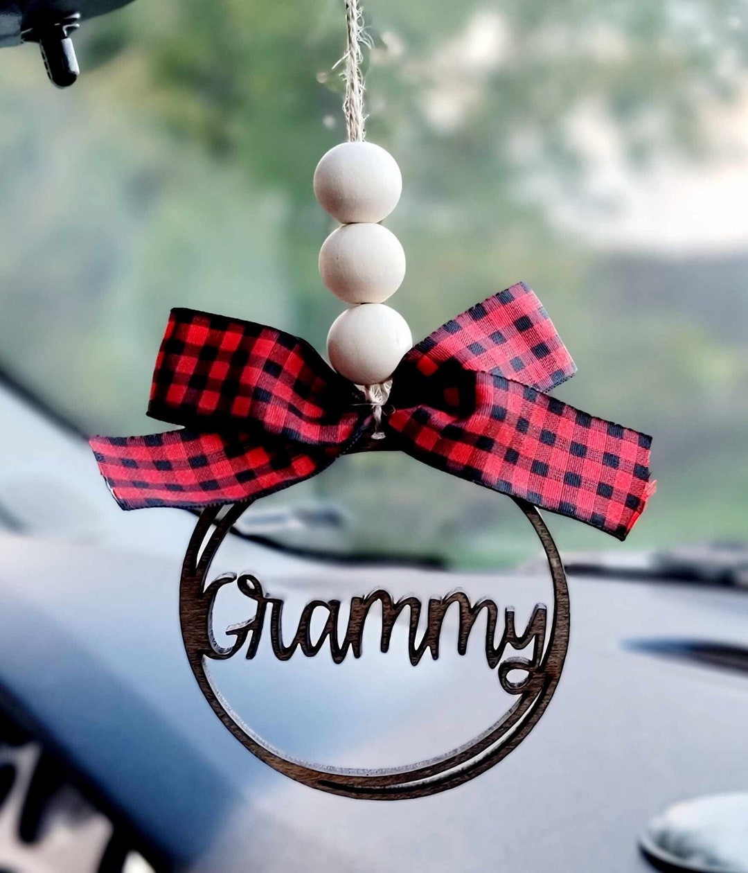 Grammy Car Charm: Maple Wood Rear View Mirror Ornament - Etsy