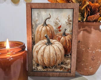 4x6 Wood Block Sign Art- Fall Pumpkin Trio