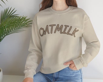 Oatmilk, Coffee Lover, Non-Dairy, Vegan, Athletic Sweater, Trendy Crewneck, Unisex Sweatshirt, Unisex Heavy Blend™ Crewneck Sweatshirt