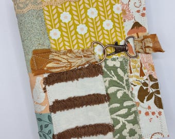 Handmade Quilted Floral and Mushroom Journal, Nature-Inspired, Handbound Sketchbook, Art Journal