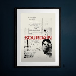 Stampa artistica di Anthony Bourdain, poster, citazione ispiratrice, design di metà secolo A3 A2
