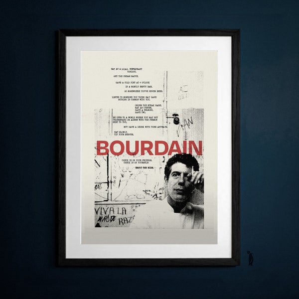 Anthony Bourdain Art Print, Poster, Inspirational Quote, Mid Century Design A3 A2