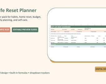 Agenda Excel Soft Life Reset: quaderno per abitudini, budget, pasti, pulizie e cura di sé