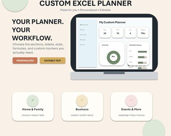 Agenda Excel personalizzata, foglio di calcolo su misura per te, ideale per lavoro, casa, studenti e matrimoni.
