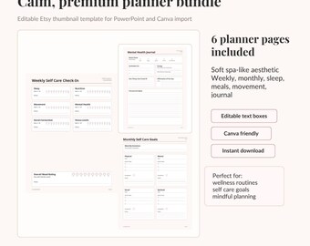 Self Care Wellness Planner | Weekly Sleep, Meal, Mental Health Tracker (Canva Download)