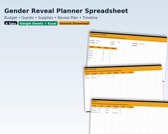 Gender Reveal Spreadsheet | Google Sheets & Excel | Instant Download