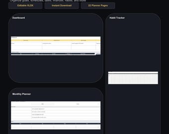 Foglio di calcolo definitivo per la pianificazione della vita / Agenda giornaliera, settimanale e mensile / Download digitale per Excel e Fogli Google