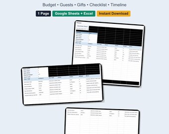 Baby Shower Planner Spreadsheet, Guest Food Gift Game Budget Tracker, Excel Digital Download