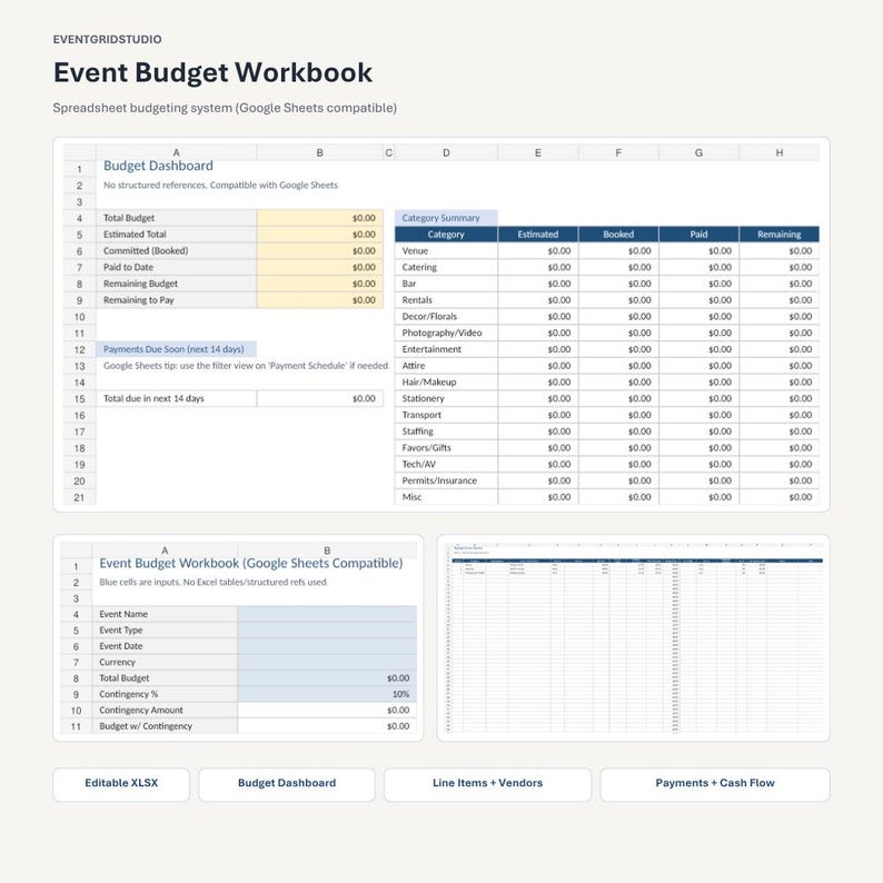 Event Budget Spreadsheet Template Excel Google Sheets Wedding Budget ...