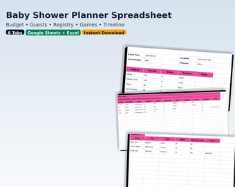 Baby Shower Planner Spreadsheet | Google Sheets & Excel