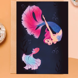 Zeemeerminkunstafdruk | Hoge kwaliteit poster | Muurdecoratie zeemeermin | Moederdagcadeau