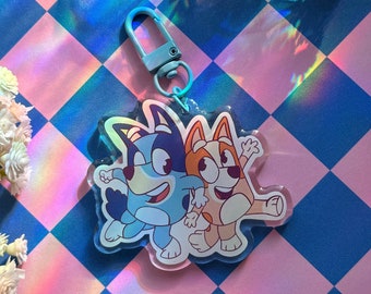 Bluey & Bingo Acrylic Charm | Little Mermaid Keychain | Epoxy Coated Front