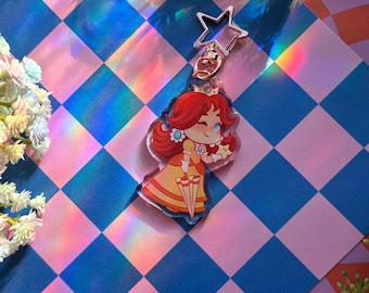 Daisy Acrylic Charm | Mario Bros Keychain | Epoxy Coated Front