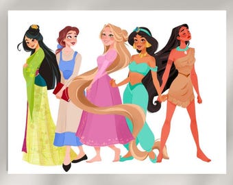 PRINCESS Art Illustration - High Quality Poster Print Photo Paper For Bedroom Wall Decor| Birthday Gift For Disney Lovers