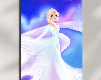 Lámina artística de Elsa de Frozen / Póster de alta calidad / Decoración de pared Disney / Regalo para el Día de la Madre AHORRA CON "2X25PRINT" "3x35PRINT"