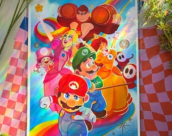 Mario Bros  FOIL Art Print | High Quality Poster | Wall Decor | Gift for Her