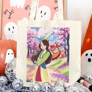 Mulan & Mushu Tote Bag |Cotton MulanTote Bag | Perfect Gift for Disney Lovers | Birthday Gift, Christmas Gift for Her