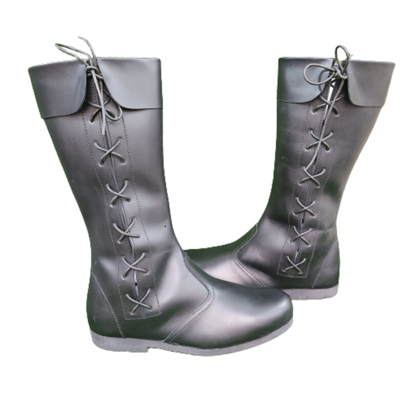 Medieval Leather Boots Reenactment Leather Shoes Sca Larp Etsy