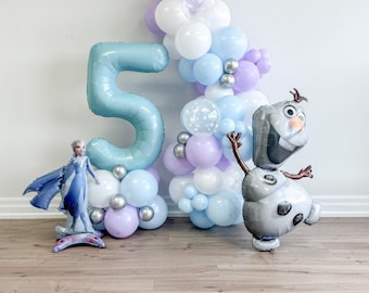 Licensed Frozen Elsa and Olaf DIY Balloon Garland Kit Frozen Themed Balloon Arch Kit Blue Silver Purple Balloon Arch Birthday Party Decor