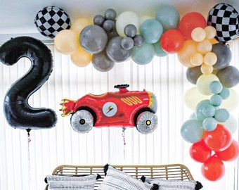 Race Car Theme Balloon Garland Kit, 1st Birthday Muted Car Balloon Arch Kit, Boy Birthday Party Decoration, DIY Baby Shower Decor Supplies