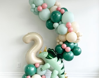 Green Dino DIY Balloon Garland Kit T-Rex Balloon Arch Jurassic Party Decor Dinosaur Theme First Birthday Party Two Wild Dino Rawr Dino Party