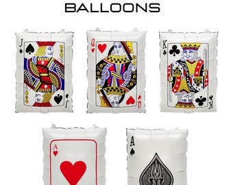 Casino Party Balloons, Las Vegas Birthday Weekend, Game Night Poker Decoration, Blackjack Party, Red & Black, Spade, Hearts, Clubs, Diamond