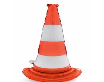 Caution Traffic Cone Balloon: Under Construction Boy Birthday, Red & White Road Work Decor, Digging It Dump Truck Party
