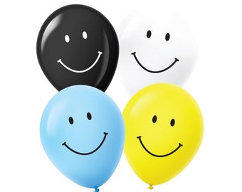 11'' Smiley Face Latex Balloons, Special Occasion Decoration, Baby Shower Balloon Decor, Kid's Birthday Party Balloons, Cute Birthday Decor