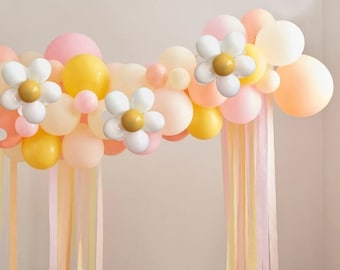 DIY Daisy Balloon Garland, Flower Arch Decor, Groovy Birthday Decor, Baby Shower Decor, Boho Bridal Shower Arch, Flower Themed Boho Garland