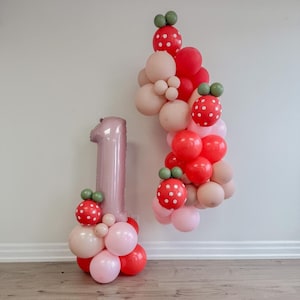 Strawberry Balloon Garland Kit A Berry First Birthday Balloon Arch Berry Sweet One Girl Birthday Baby Shower  Pink Party Decor Polka Dots