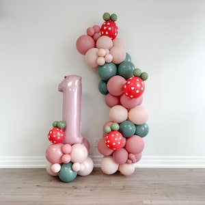 Kit ghirlanda di palloncini alla fragola, arco di palloncini per il primo compleanno di Berry, dolce per una bambina, compleanno, baby shower, decorazioni per feste rosa a pois