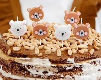 Bear Birthday Candles | Kids Birthday Candles | Woodland Birthday Candles | Animal Cake Toppers | Woodland Birthday | Camper Birthday Decor