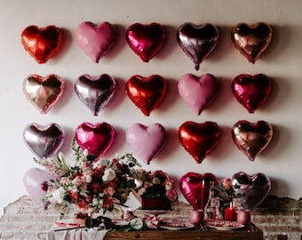 Sfondo di palloncini per San Valentino / Parete di cuori di palloncini / Decorazioni per San Valentino / Regalo per San Valentino / Palloncino a cuore / Palloncino a cuore rosso