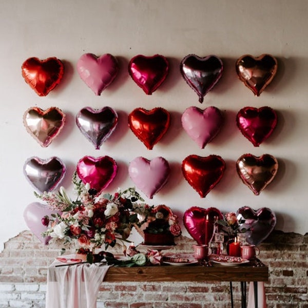 Valentine's Day Balloon Backdrop | Balloon Hearts Wall | Valentines Day Decor | Valentines Day Gift | Heart Balloon | Red Heart Balloon