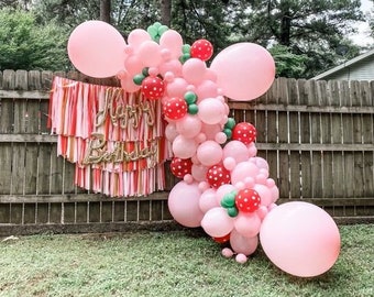 Strawberry Pastel Pink Balloon Garland Kit, Strawberry Theme Pink Balloon Arch Kit, Berry First Birthday Backdrop, Baby Shower Decoration