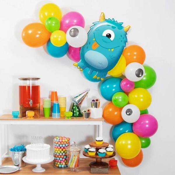 5 FT Monsters Theme DIY Balloon Garland Kit | Monsters Balloon Arch Kit | Kids Birthday Party | Little Monster Decor | Monster Balloons