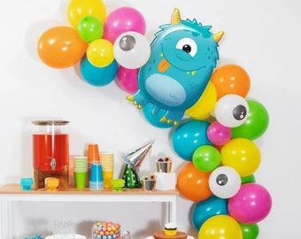 5 FT Monsters Theme DIY Balloon Garland Kit | Monsters Balloon Arch Kit | Kids Birthday Party | Little Monster Decor | Monster Balloons