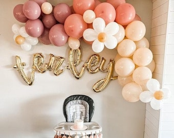 DIY Daisy Balloon Garland, Flower Arch Decor, Groovy Birthday Decor, Baby Shower Decor, Boho Bridal Shower Arch, Flower Themed Boho Garland
