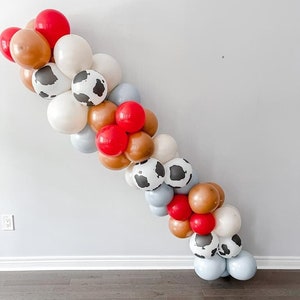 Cow Boy Country Farm Animal Themed Southern Retro Blue DIY Balloon Garland Kit | Wild One DIY Balloon Arch Cow Print Balloons | Party Decor