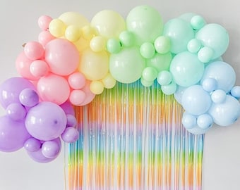 DIY Rainbow Pastel Colored Balloon Arch Kit, Rainbow Theme Baby Shower, Multicolor Birthday Party Balloons Garland, Rainbow Curtain Backdrop