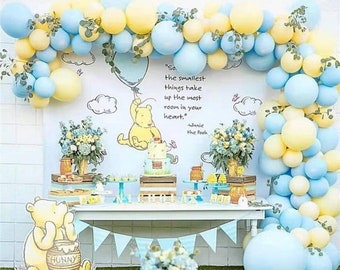 Winnie the Pooh Pastel Blue and Yellow Balloon Garland Kit, Pooh Baby Shower Balloon Arch, First Birthday Balloon Arch, Baby Shower Balloons